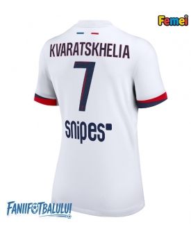 Paris Saint-Germain Khvicha Kvaratskhelia #7 Tricou Fotbal Replică 2025-26 Femei Deplasare